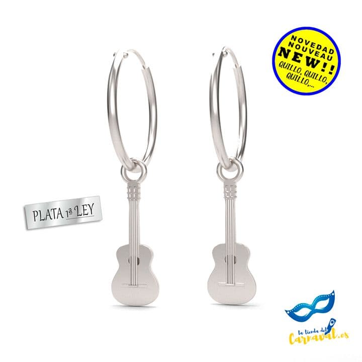 Pendientes de aros ‘Melodía de Guitarra’ - Acordes de Plata para tus Oídos - Imagen 1