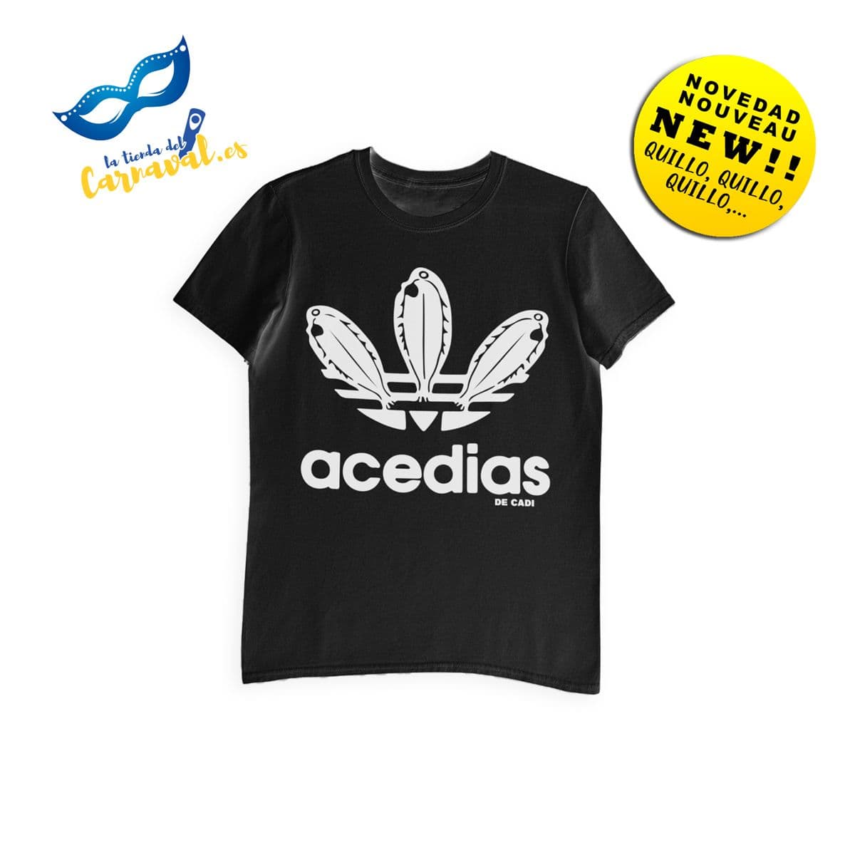 Camiseta ‘Acedías de Cadi’ Negra – Estilo Carnavalesco Todo el Año - Imagen 1
