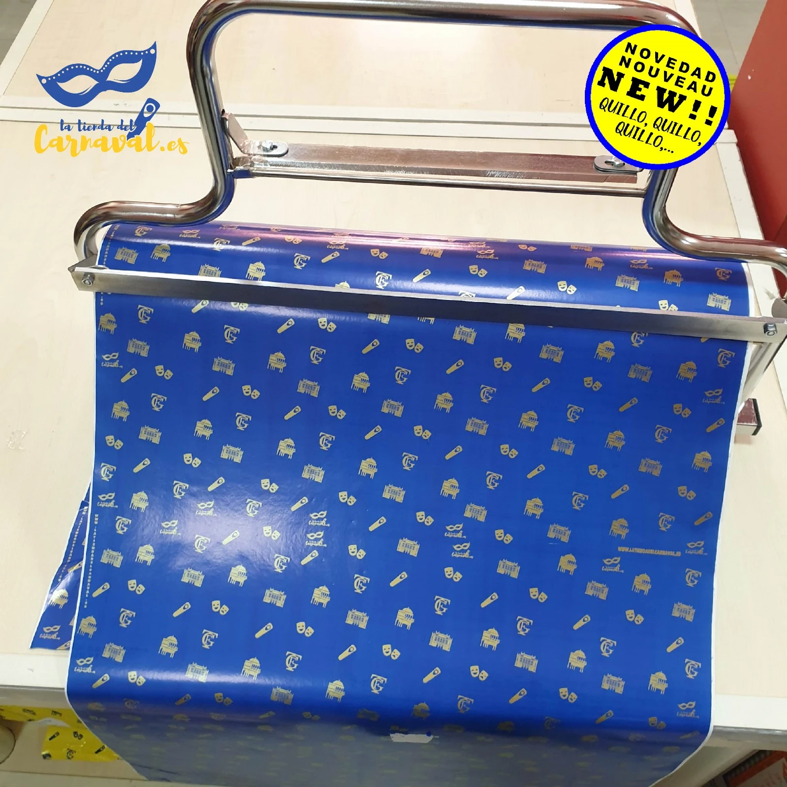 Esplendor y Tradición: Papel de Regalo Azul y Oro del Carnaval de Cádiz - Imagen 2