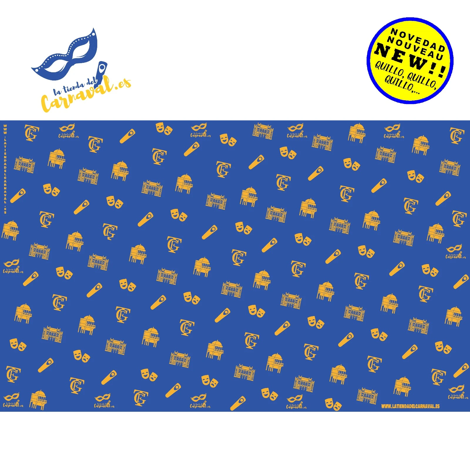 Esplendor y Tradición: Papel de Regalo Azul y Oro del Carnaval de Cádiz