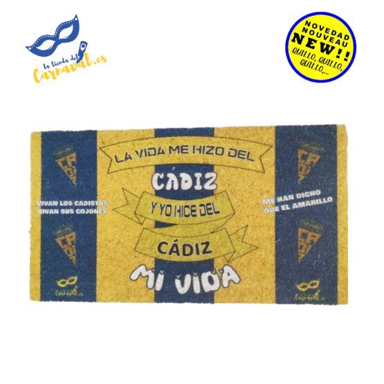 Felpudo "La vida me hizo del Cádiz" en fibra de coco 100%