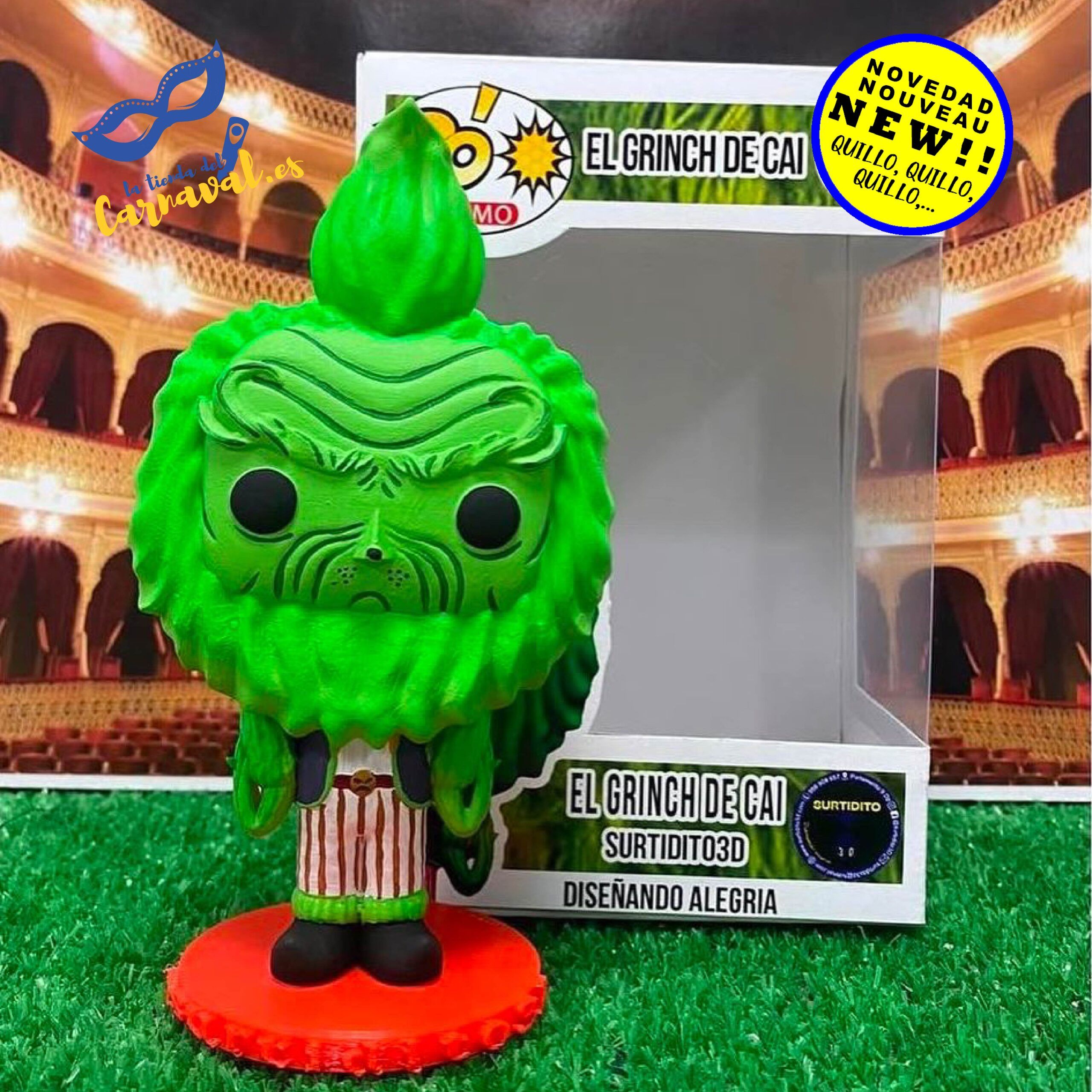 Figura 3D "Pó primo El Grinch de Cái" - ¡Sabor del Carnaval de Cádiz!