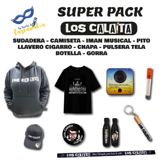 Pack “Los Calaíta”: Camiseta + Sudadera + Accesorios Carnavaleros