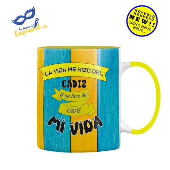 Taza “La vida me hizo del Cádiz”: Orgullo amarillo en cada sorbo