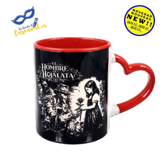 Taza “El hombre de hojalata” con asa corazón – Cerámica premium