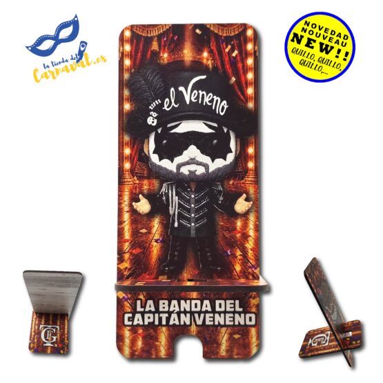 Soporte para móvil "Agrupaciones del Carnaval de Cádiz" en madera